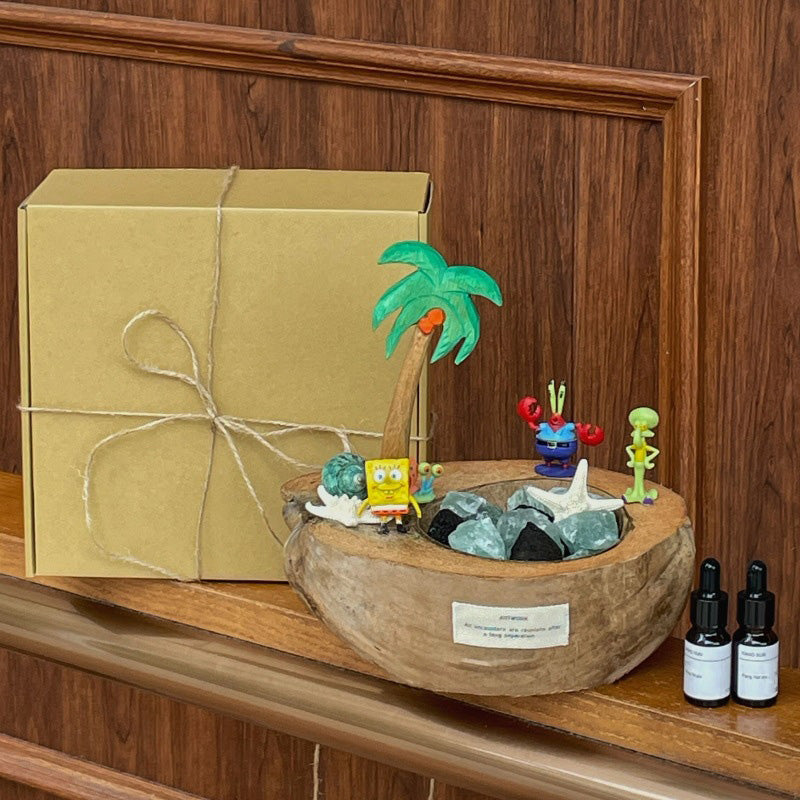 Coconut Boat Aroma Stone Diffuser | Sponge & Starfish Decor