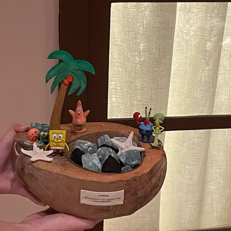 Coconut Boat Aroma Stone Diffuser | Sponge & Starfish Decor