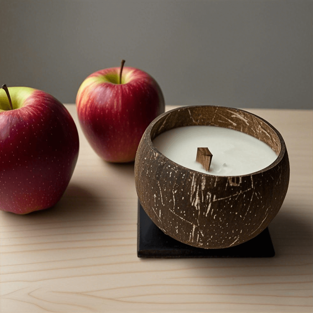 apple scent coconut shell candle 1