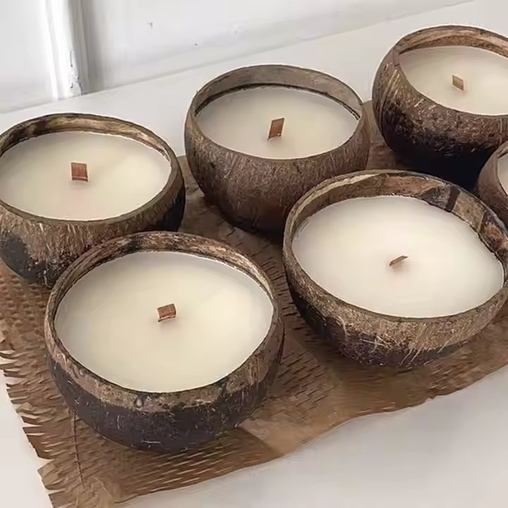 make coconut shell candle