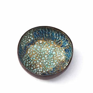 Coconut Bowl Seashell Inlaid Crackle Style