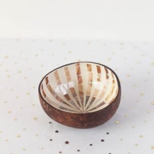 Coconut Bowl Seashell Inlaid Stripe Style